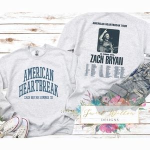 Zach Bryan American Heartbreak Tour Double Sided Crewneck Sweatshirt